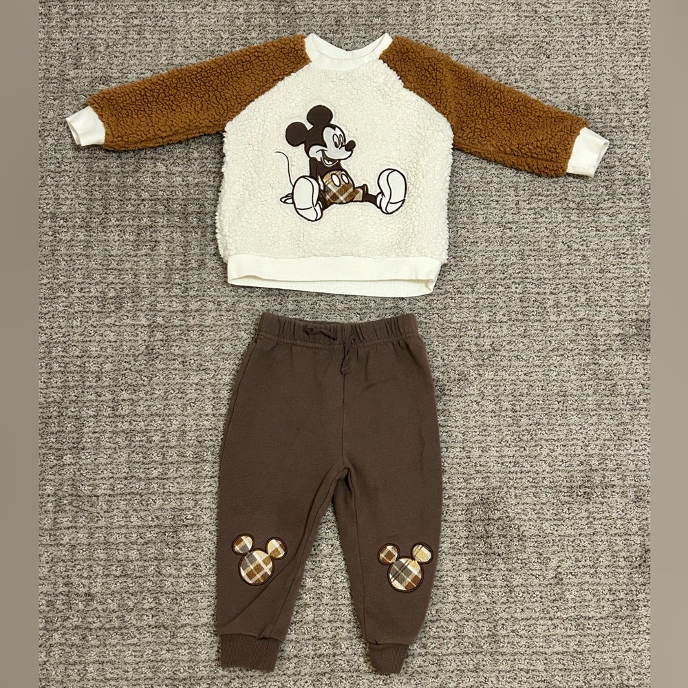 Disney Brown and Cream Mickey Mouse Sweatpants Set